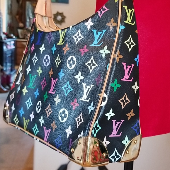 LOUIS VUITTON Takashi Murakami Boulogne Multi Black Shoulder Rare HTF Zip Purse - Picture 9 of 13